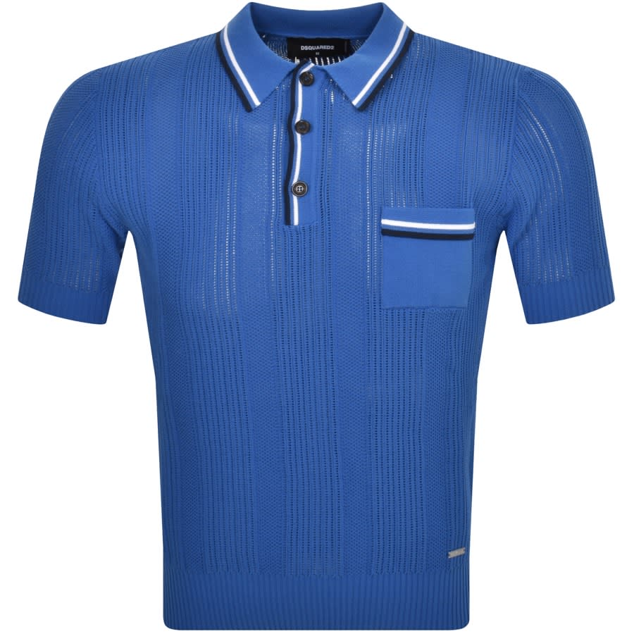 Tシャツ・カットソー DSQUARED Dark Blue Wool Polo Shirt DSQUARED2 Knit Polo T Shirt Blue | Mainline Menswear